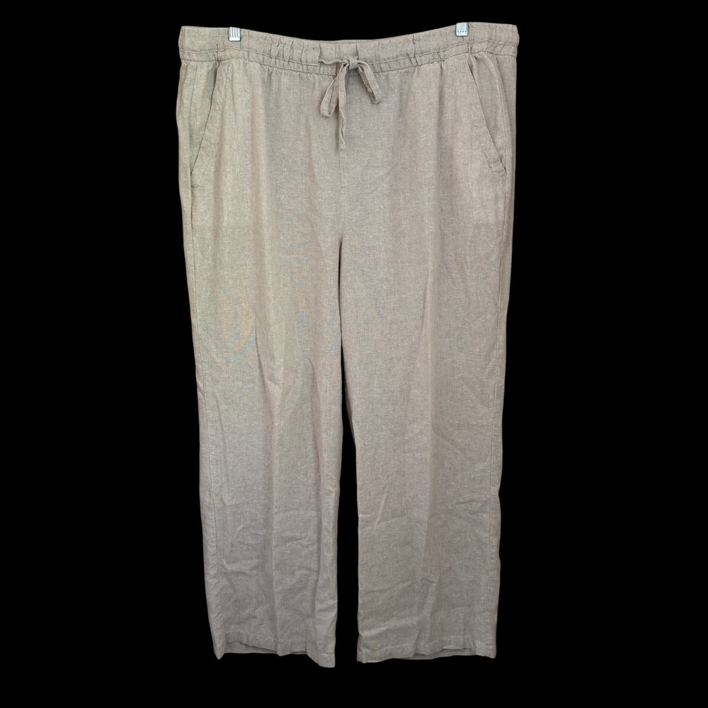Old Navy Linen Blend Wide Leg Pants XL Beige Coastal Beachy Minimalist Quiet Lux